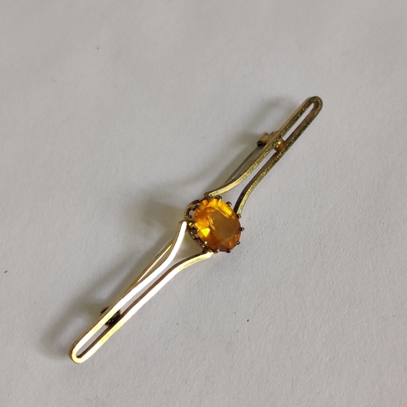 Antique Edwardian Cairngorm Bar Pin with citrine glass - Picture 8 of 14